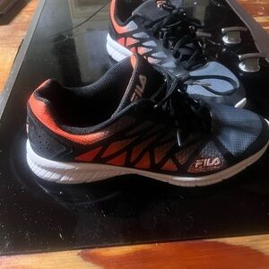 Fila Black and Orange Athletic Shoes Sleek Design